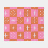 Schachtelhaltiges Retro-Sternenmuster rosa orange Fleecedecke (Vorderseite (Horizontal))