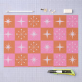 Schachtelhaltiges Retro-Sternenmuster rosa orange Seidenpapier (Handwerk)