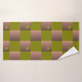 Schachtelmuster in braun und olivgrün badehandtuch (Badehandtuch)
