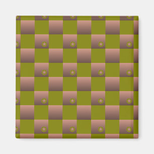 Schachtelmuster in braun und olivgrün magnet