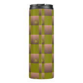 Schachtelmuster in braun und olivgrün thermosbecher (Rückseite)