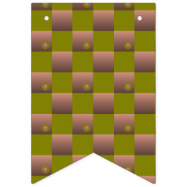 Schachtelmuster in braun und olivgrün wimpelkette