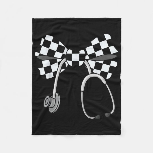 Schachter Coquette Nurse Stethoscope Bow Checkered Fleecedecke (Vorderseite)