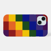 Schachter Regenbogen iPhone 15 Hülle (Rückseite (Horizontal))