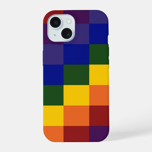 Schachter Regenbogen iPhone 15 Hülle (Rückseite)