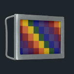 Schachter Regenbogen Rechteckige Gürtelschnalle<br><div class="desc">Feiern Sie Ihren Stolz, Ihre Unterstützung oder Ihre Liebe mit diesem coolen, karierten Regenbogenmuster. Jede Reihe von regenbogenfarbenen Quadraten verschiebt ein Quadrat nach rechts, um ein buntes kariertes Muster zu schaffen. Die Quadrate rot, orange, gelb, grün, blau, indigo und violett bilden eine Abfolge von diagonal getretenen Streifen. Digitales 9000 x...</div>