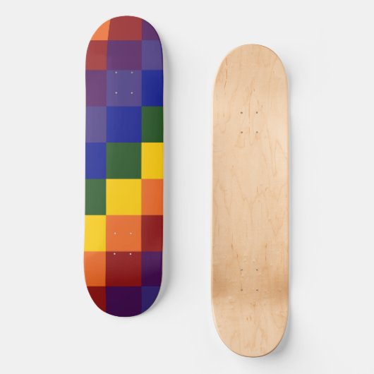 Schachter Regenbogen Skateboard (Vorderseite)