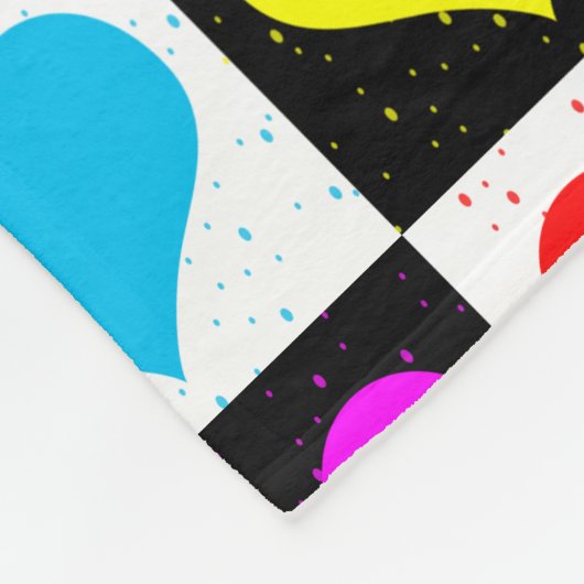 Schachtes Muster für farbenfrohe Herzen Fleecedecke (Ecke)