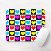 Schachtes Muster für farbenfrohe Herzen Mousepad (Mit Mouse)