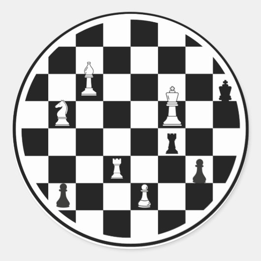 Schachthemenaufkleber - Elegantes Schachbrettdesig Runder Aufkleber (Vorderseite)