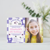 Schachturnier Geburtstagsparty für Mädchen Foto 3 Einladung (Stehend Vorderseite)