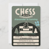 Schachturnier Geburtstagsparty Grünes Thema Spiel Einladung (Vorderseite)