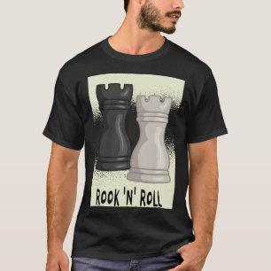 Schachwortspiel Rook and Roll mit Schachfigur Turm T-Shirt