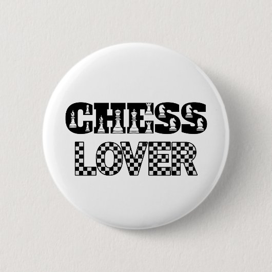 Schachwortwörsche Schwarze Buchstaben Lover Board Button (Vorderseite)