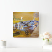 Schachzeit Quadratische Wanduhr (Zuhause)