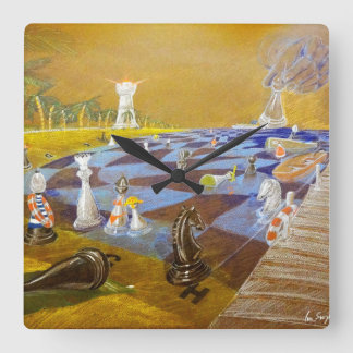 Schachzeit Quadratische Wanduhr