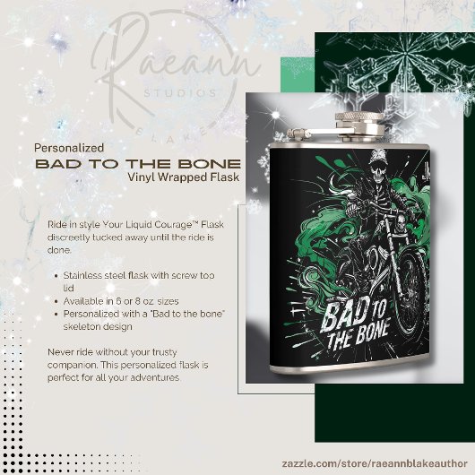 Schade an den Knochen Personalisierter Vinyl-Wrapp Flachmann