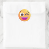 Schaded Winking Face Niedlich Emoji Happy Vibes Ye Runder Aufkleber (Tasche)