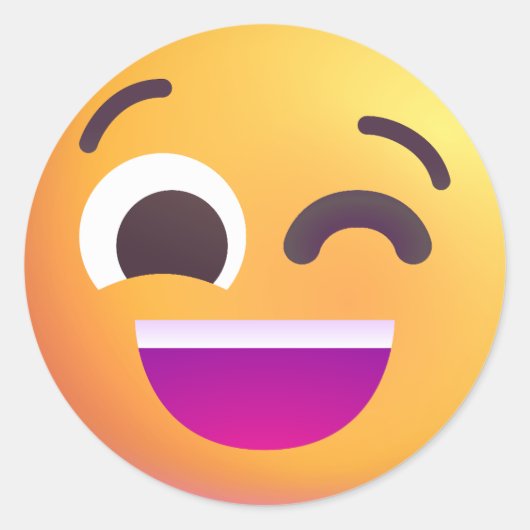 Schaded Winking Face Niedlich Emoji Happy Vibes Ye Runder Aufkleber (Vorderseite)