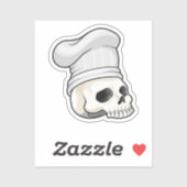 Schädel als Koch mit Koch Hut Aufkleber (Blatt)