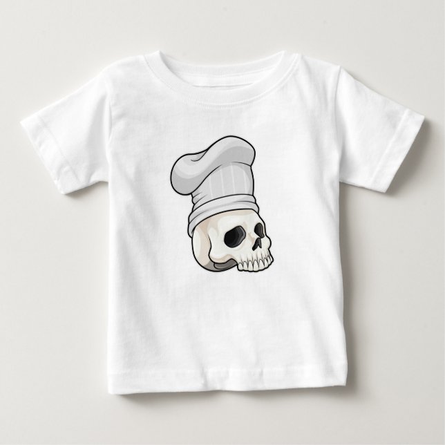 Schädel als Koch mit Koch Hut Baby T-shirt (Vorderseite)