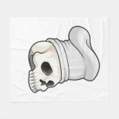 Schädel als Koch mit Koch Hut Fleecedecke (Vorderseite (Horizontal))