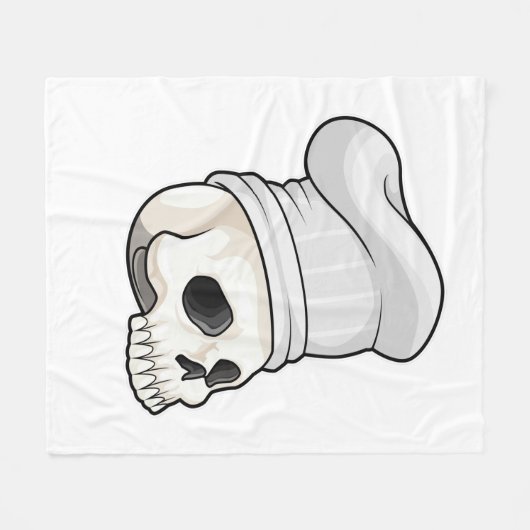 Schädel als Koch mit Koch Hut Fleecedecke (Vorderseite (Horizontal))