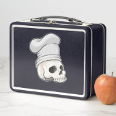 Schädel als Koch mit Koch Hut Metall Brotdose (Beispiel)