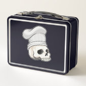 Schädel als Koch mit Koch Hut Metall Brotdose (Vorderseite)