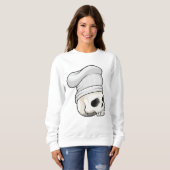 Schädel als Koch mit Koch Hut Sweatshirt (Vorne ganz)