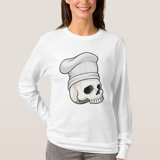 Schädel als Koch mit Koch Hut T-Shirt (Vorderseite)