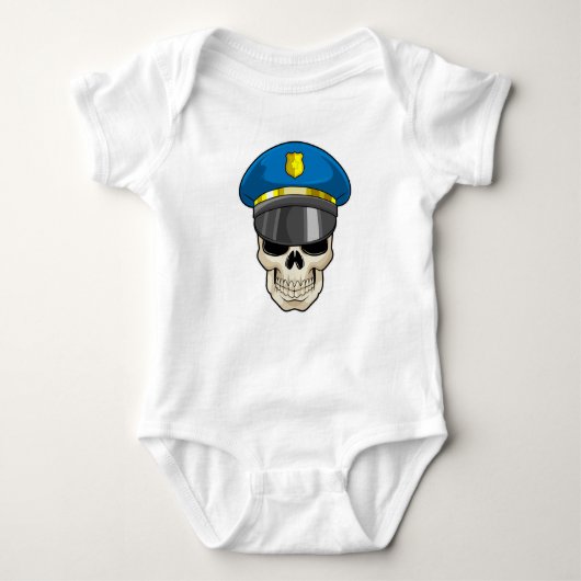 Schädel als Polizeibeamter mit Polizeihut Baby Strampler (Vorderseite)