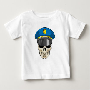 Schädel als Polizeibeamter mit Polizeihut Baby T-shirt
