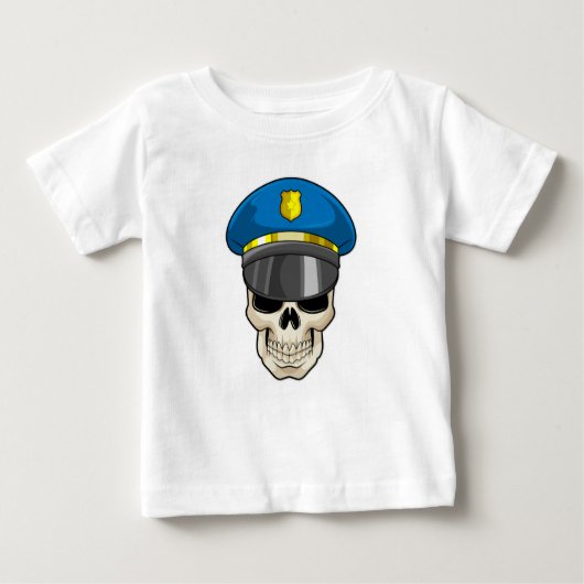 Schädel als Polizeibeamter mit Polizeihut Baby T-shirt (Vorderseite)