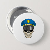 Schädel als Polizeibeamter mit Polizeihut Button (Vorne & Hinten)