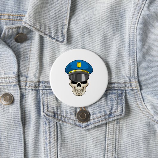 Schädel als Polizeibeamter mit Polizeihut Button (Beispiel)