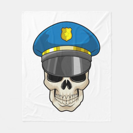 Schädel als Polizeibeamter mit Polizeihut Fleecedecke (Vorderseite)