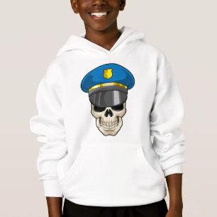 Schädel als Polizeibeamter mit Polizeihut Hoodie