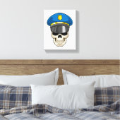Schädel als Polizeibeamter mit Polizeihut Leinwanddruck (Insitu (Schlafzimmer))