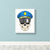 Schädel als Polizeibeamter mit Polizeihut Leinwanddruck (Insitu (Holzboden))