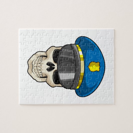 Schädel als Polizeibeamter mit Polizeihut Puzzle (Horizontal)