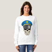 Schädel als Polizeibeamter mit Polizeihut Sweatshirt (Vorne ganz)
