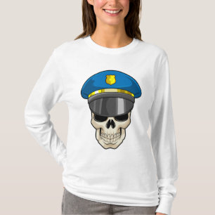 Schädel als Polizeibeamter mit Polizeihut T-Shirt