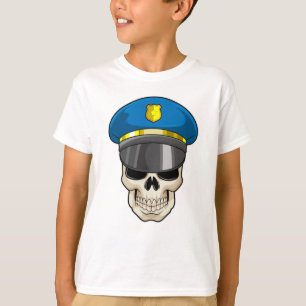 Schädel als Polizeibeamter mit Polizeihut T-Shirt