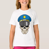 Schädel als Polizeibeamter mit Polizeihut T-Shirt (Vorderseite)