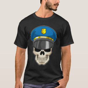 Schädel als Polizeibeamter mit Polizeihut T-Shirt