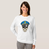 Schädel als Polizeibeamter mit Polizeihut T-Shirt (Vorne ganz)