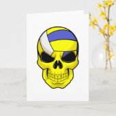 Schädel als Volleyballspieler mit Volleyball Karte (Gelbe Blume)