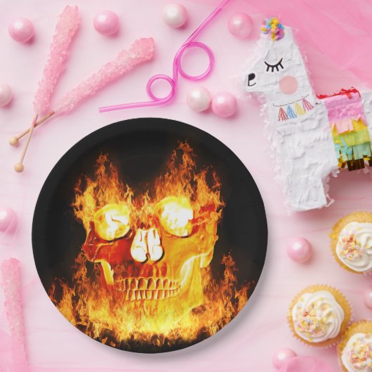 Schädel am Feuer Pappteller (Party)