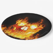 Schädel am Feuer Pappteller (Schrägansicht)